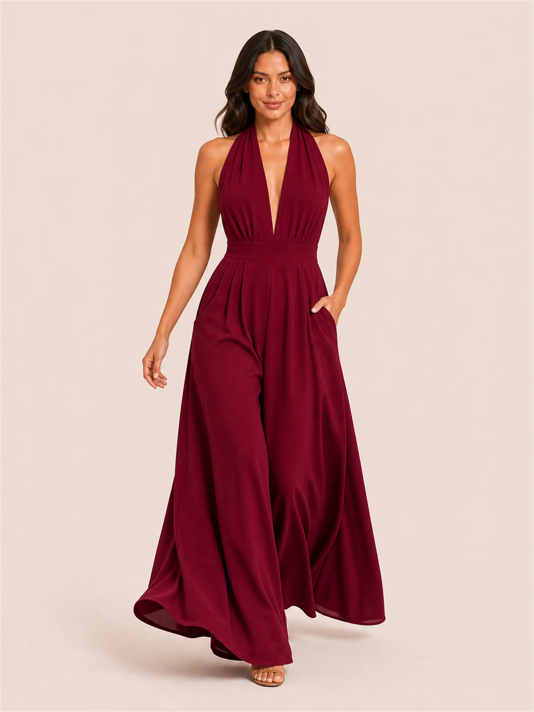 Serena Halter Wide-Leg Jumpsuit