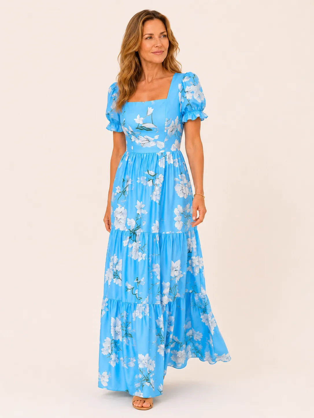 Celina Blue Floral Maxi Dress