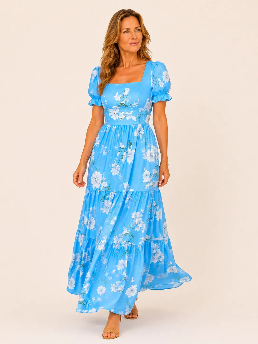 Celina Blue Floral Maxi Dress
