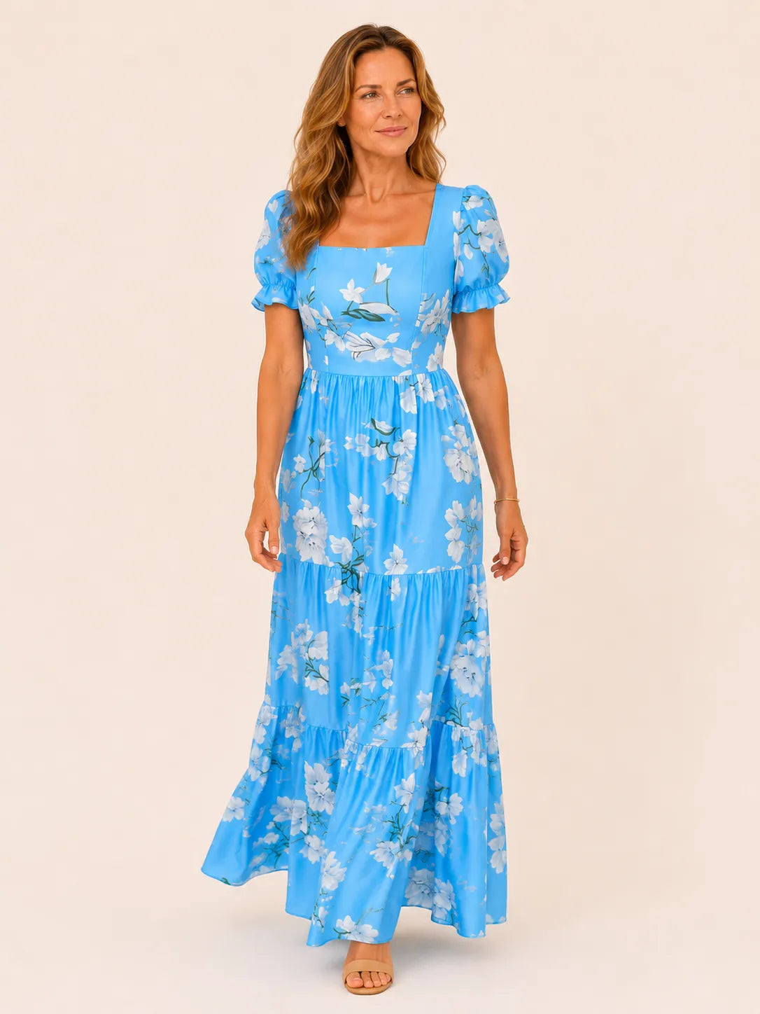 Celina Blue Floral Maxi Dress