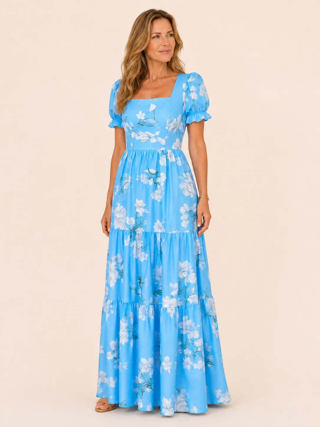 Celina Blue Floral Maxi Dress