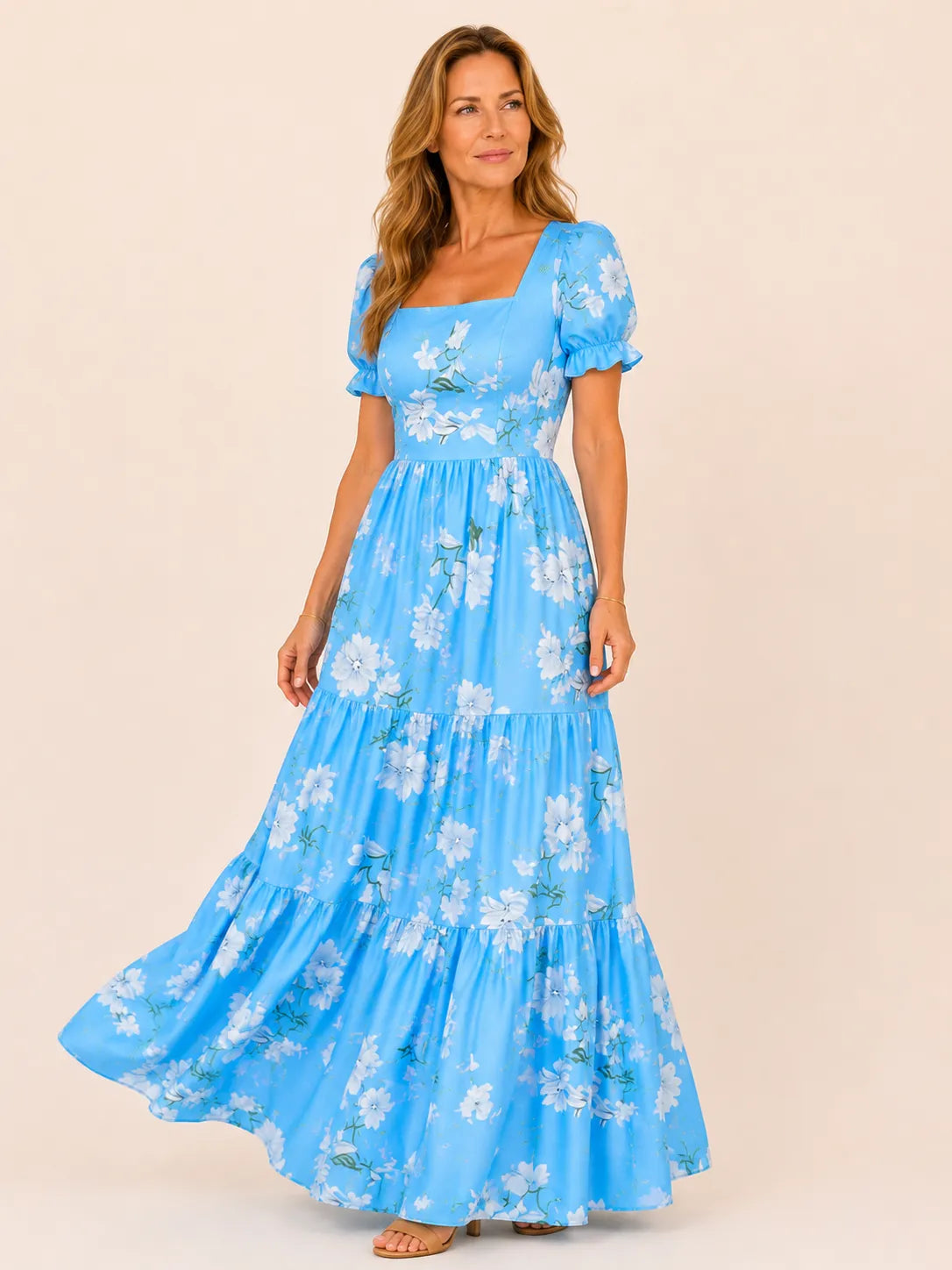Celina Blue Floral Maxi Dress