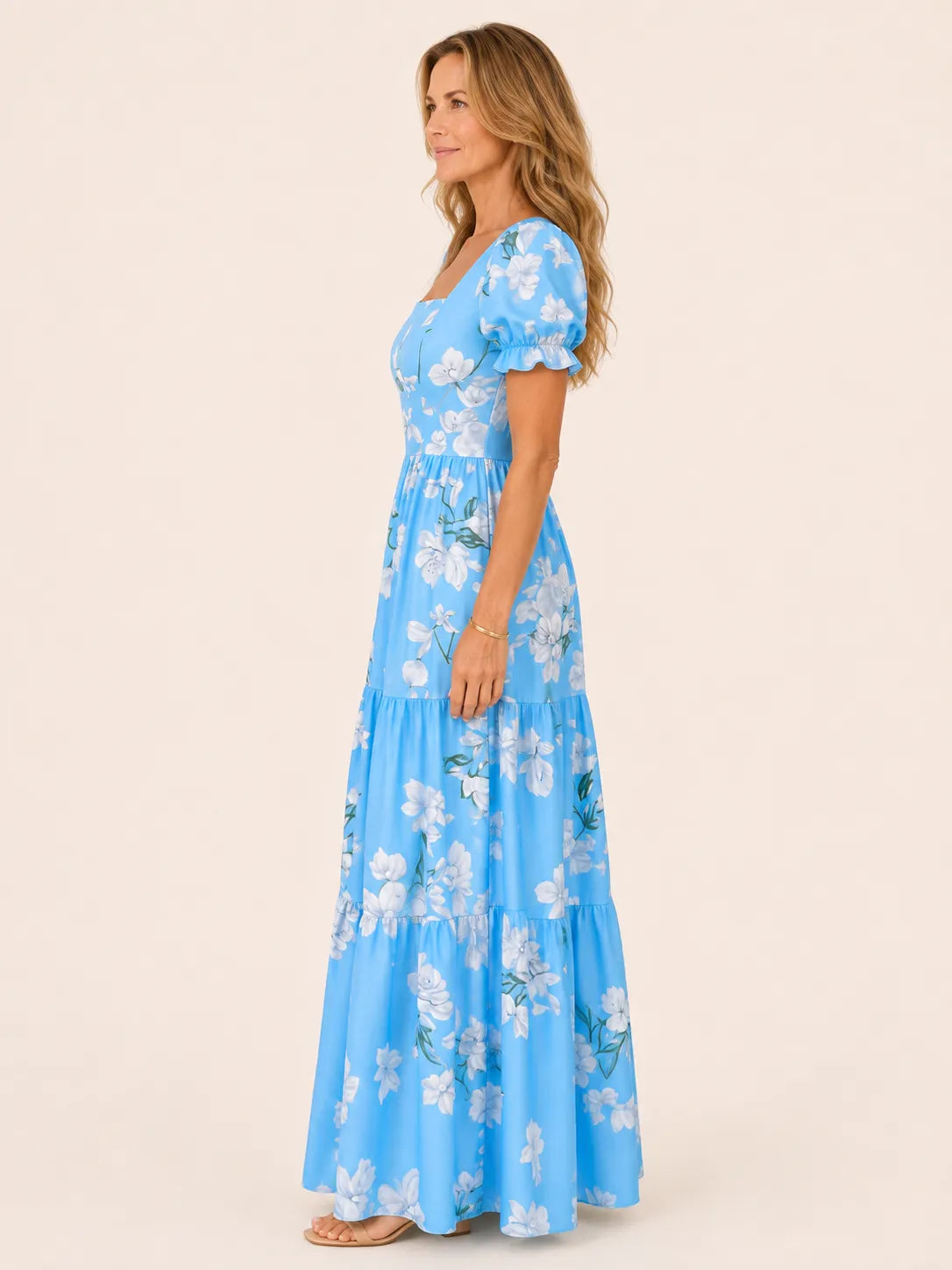Celina Blue Floral Maxi Dress