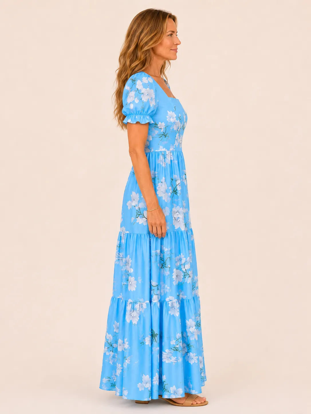 Celina Blue Floral Maxi Dress