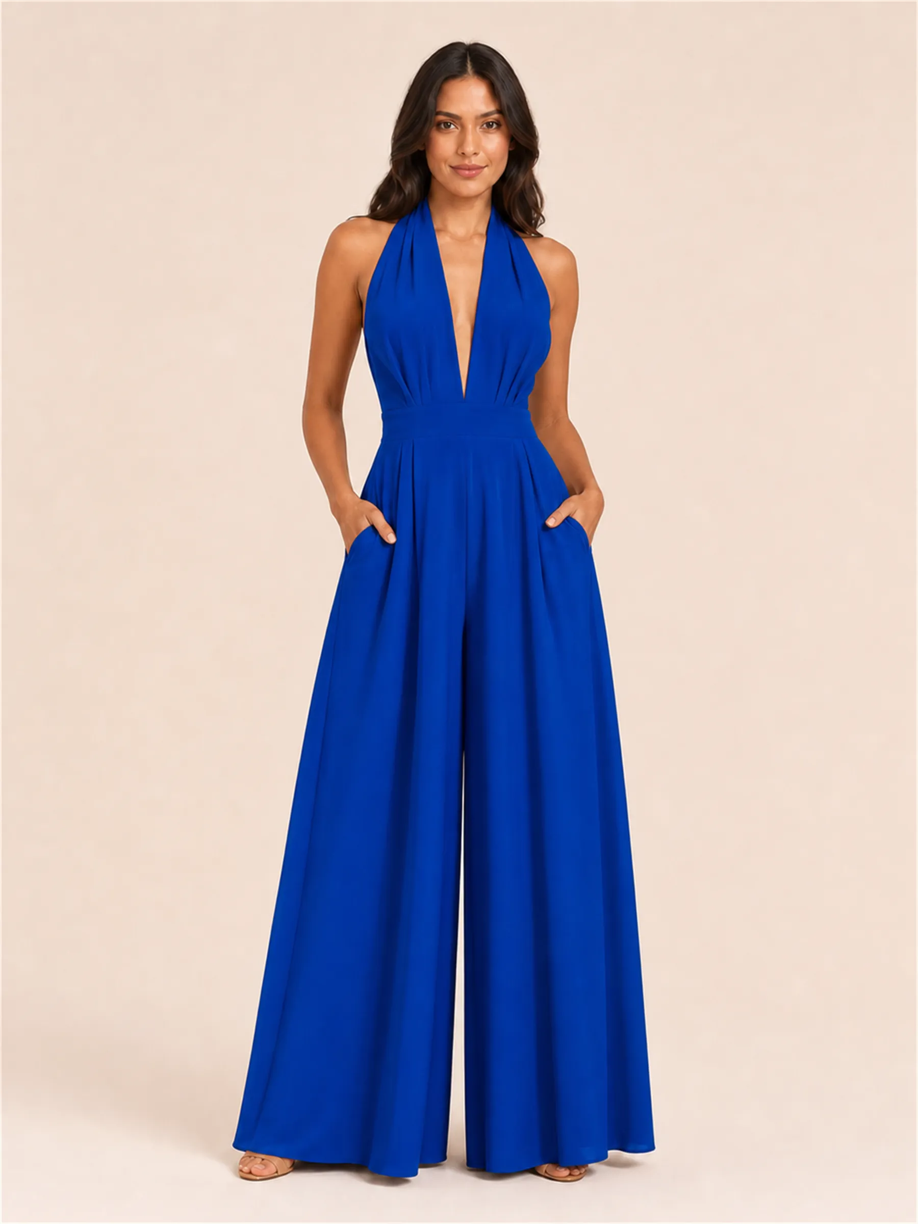 Serena Halter Wide-Leg Jumpsuit