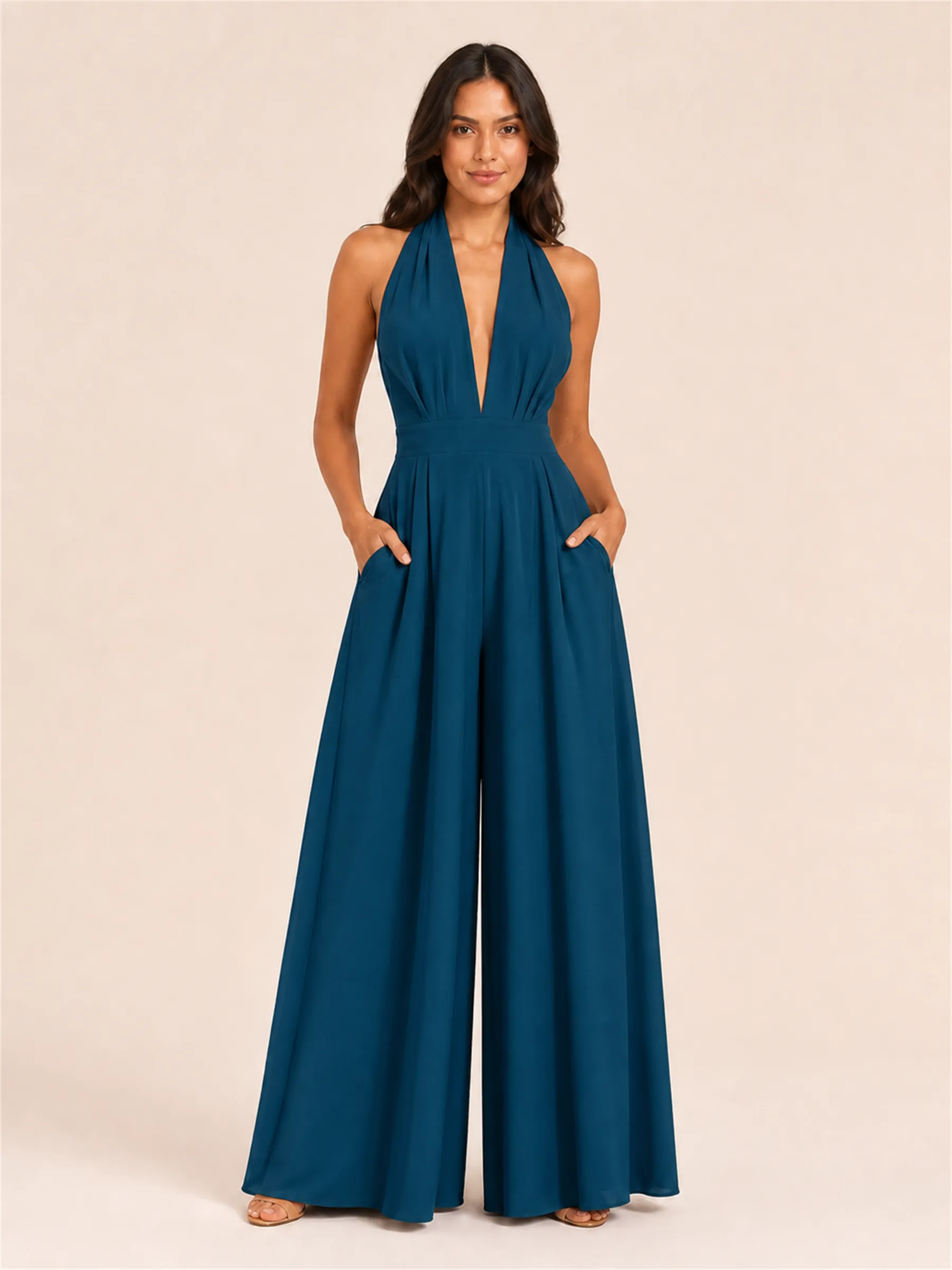Serena Halter Wide-Leg Jumpsuit