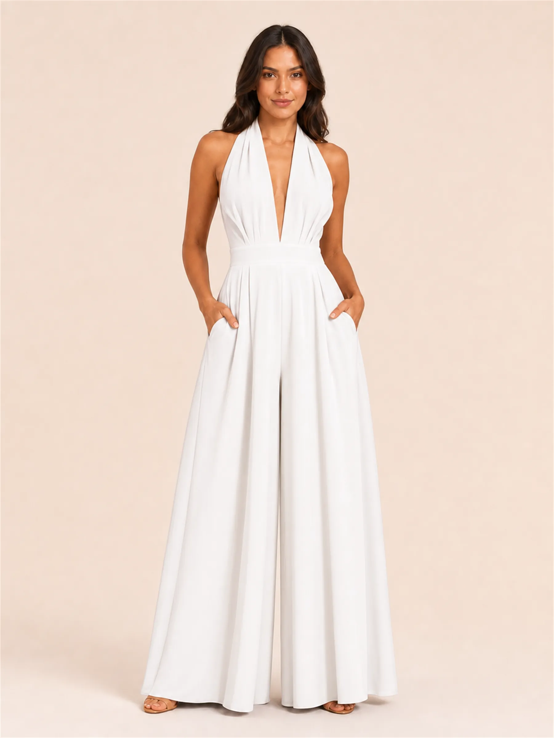 Serena Halter Wide-Leg Jumpsuit